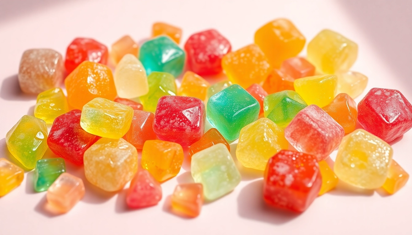 Indulge in the vibrant flavors of Gemini Crystal Candy, beautifully arranged colorful crystal-like treats.