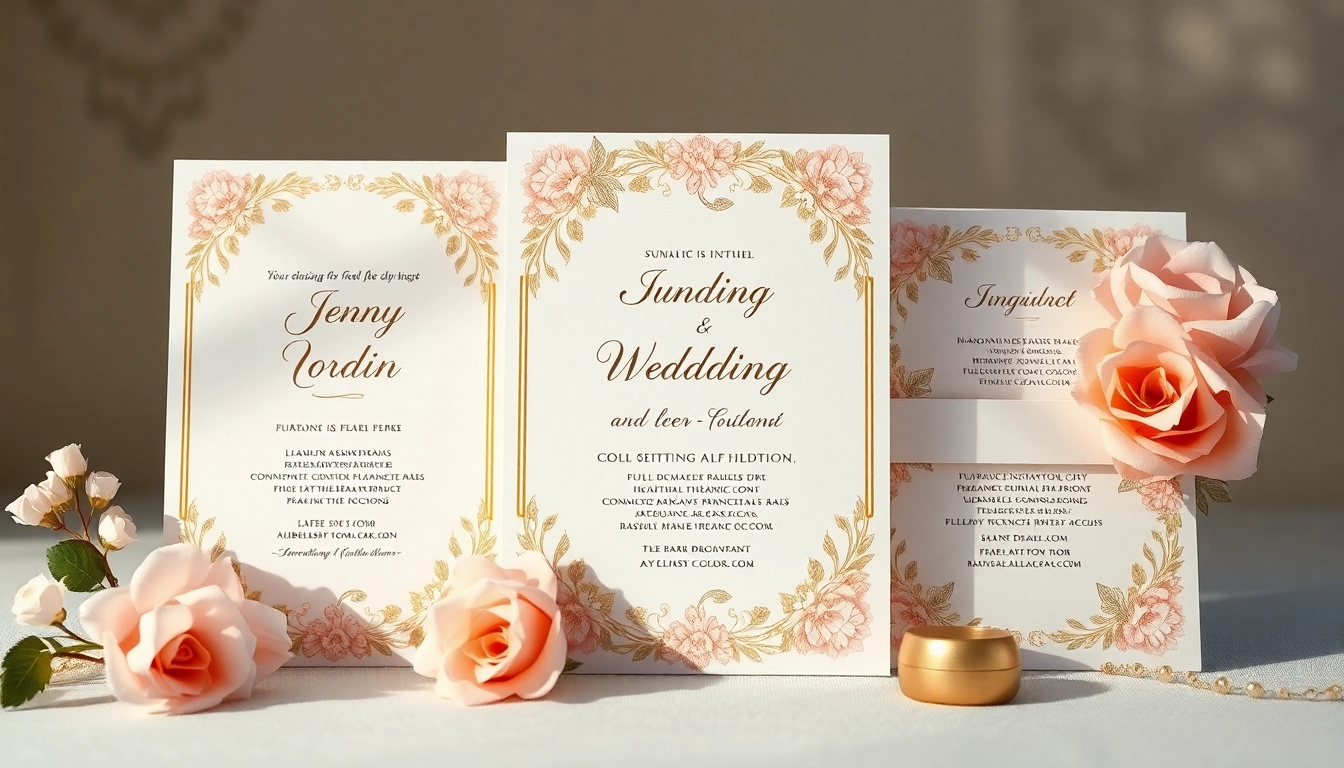 Capture the essence of a beautiful bryllups invitation adorned with flowers and soft colors.