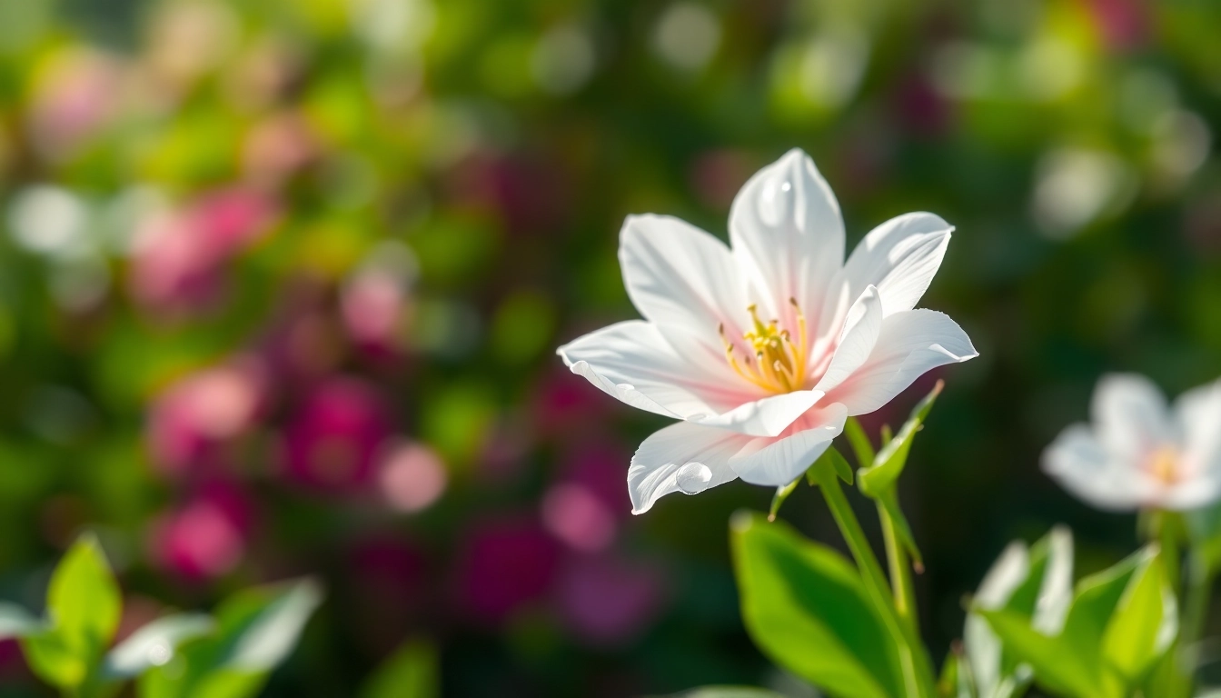 Découverte d'une fleur de musc blanc éclatante dans un jardin luxuriant, illustrant sa beauté unique.