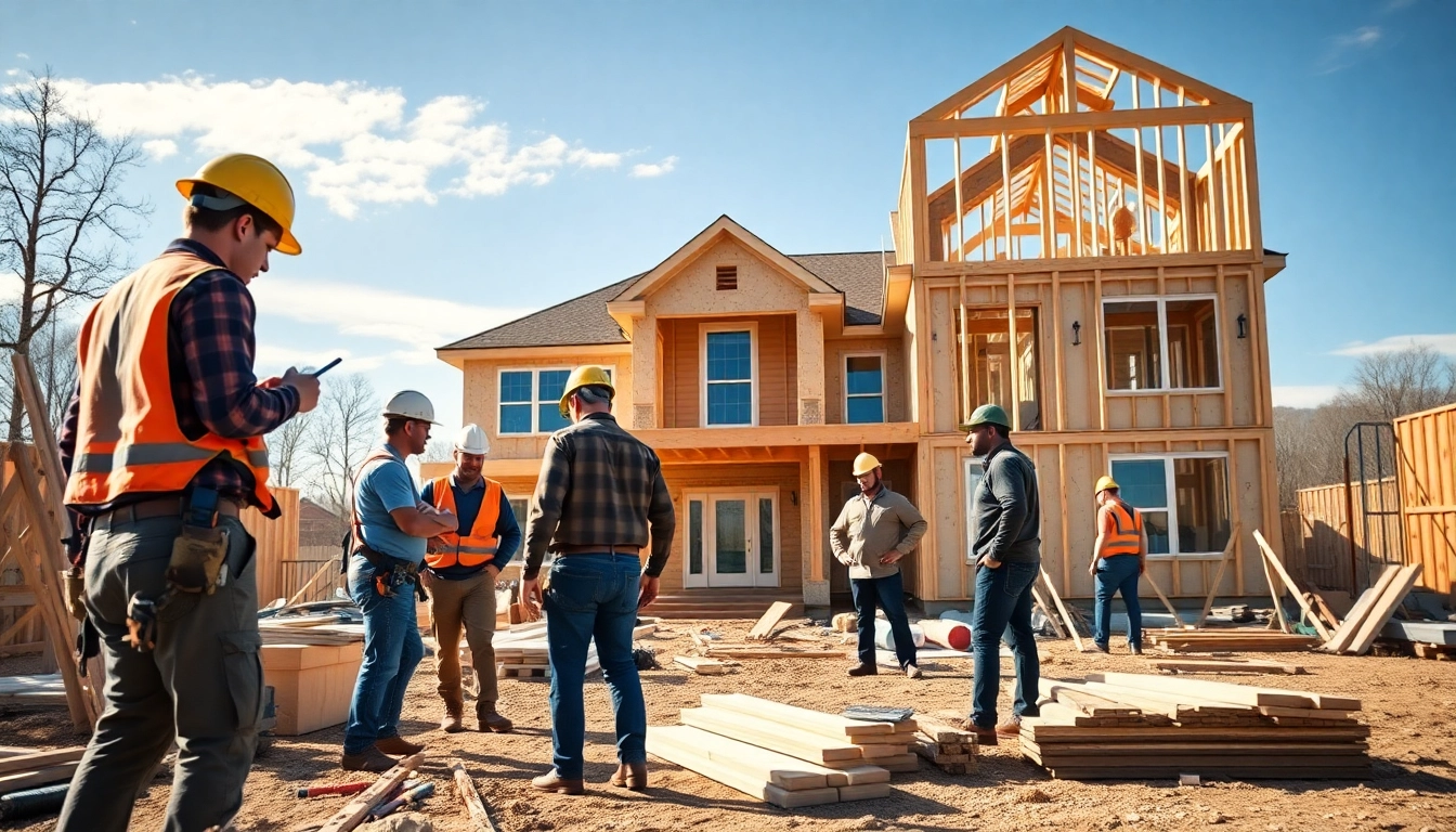 Connecticut home builders collaborating on a custom home project at a construction site.