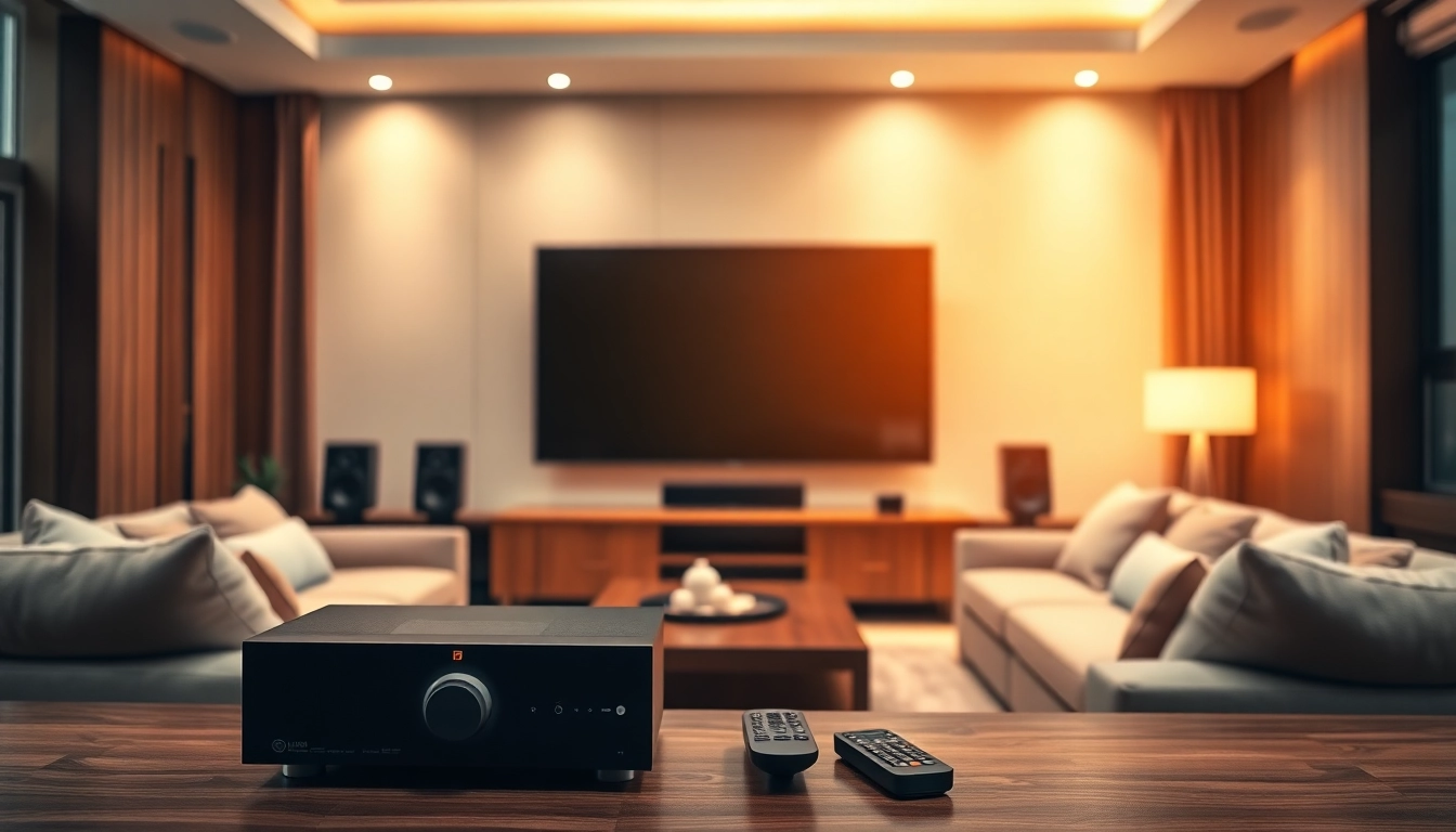Experience expert home theater installation near me with a modern living room setup featuring surround sound.