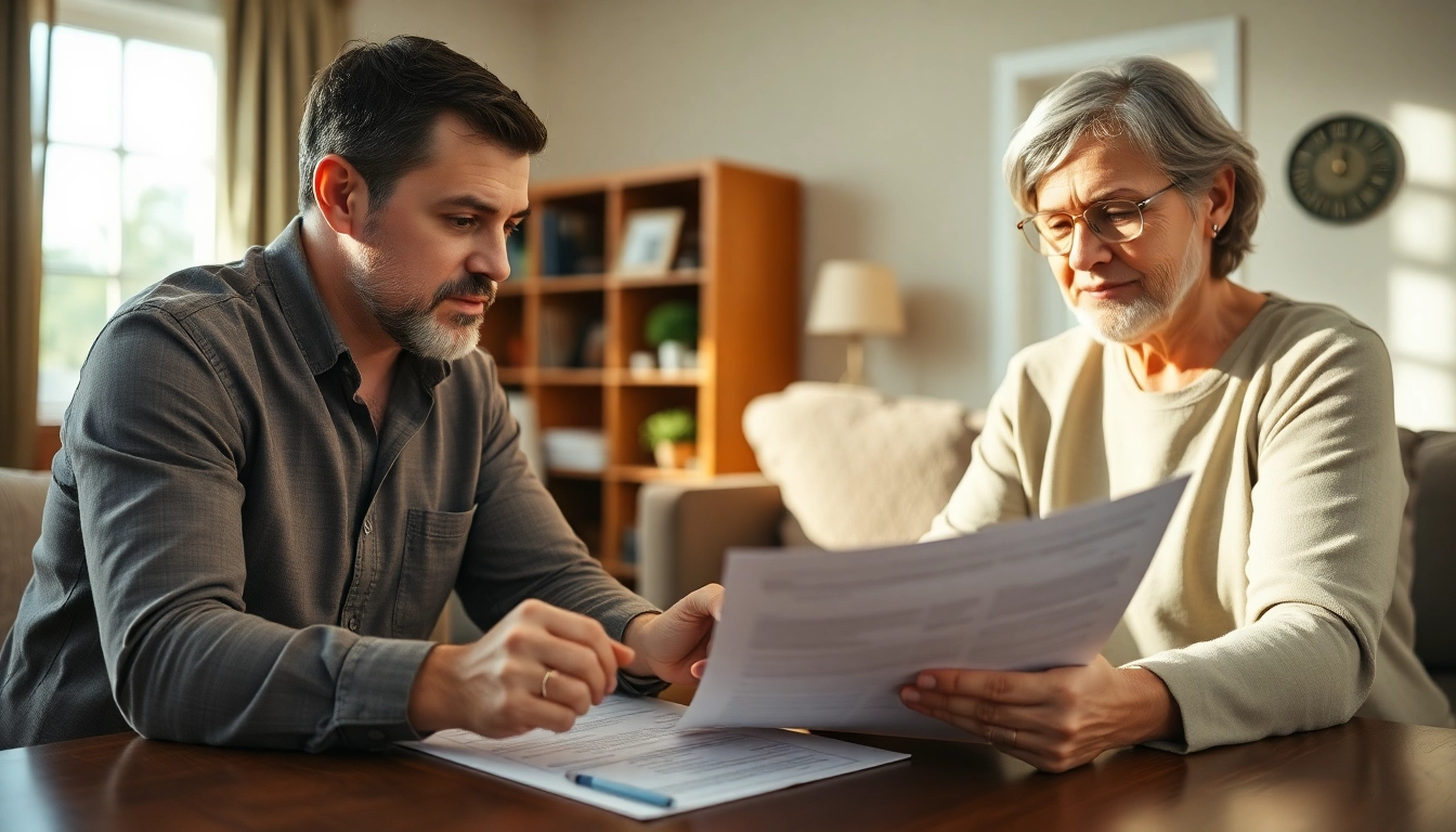 Engaged homeowner receiving insurance roofing claims help from an expert in a professional consultation.