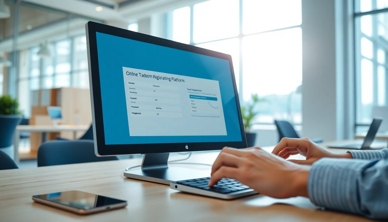 Engage with an online trademark registration platform through a modern workspace interface.