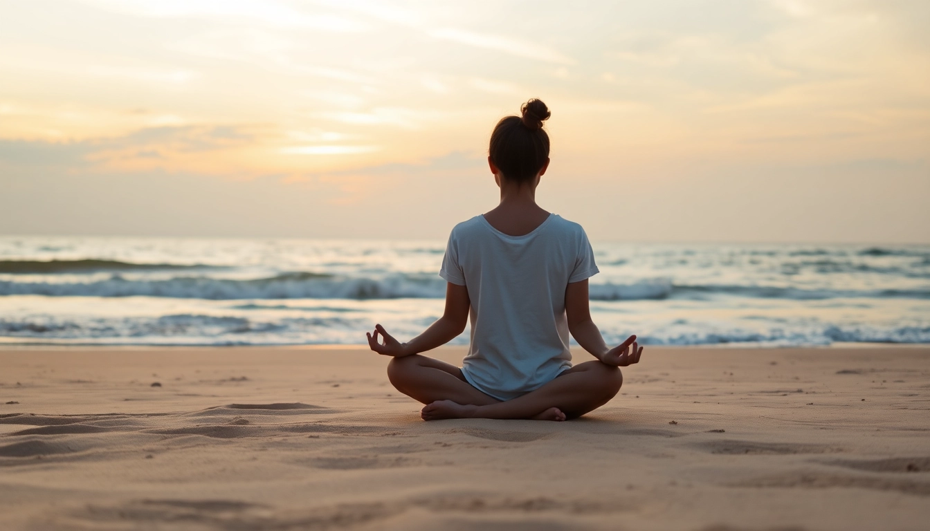 Individual meditating by the sea, promoting relaxation techniques for dealing with anxiety.