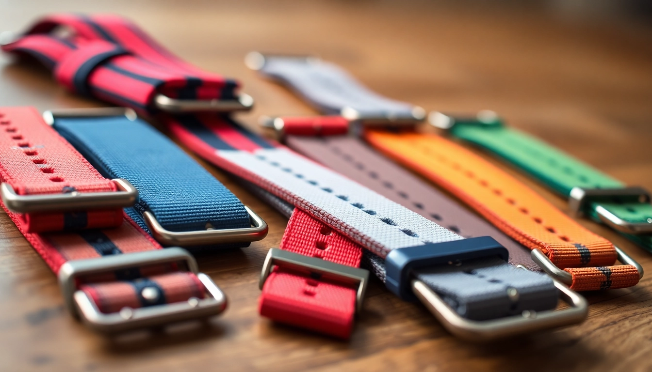 NATO straps UK collection showcasing vibrant designs for watch enthusiasts.