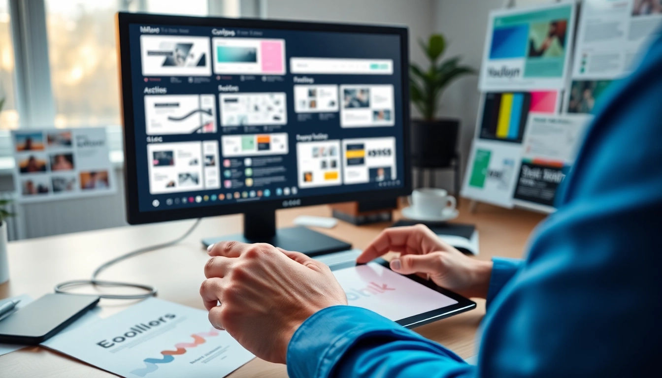 Creating a striking web design layout, showcasing vibrant colors and innovative ideas.