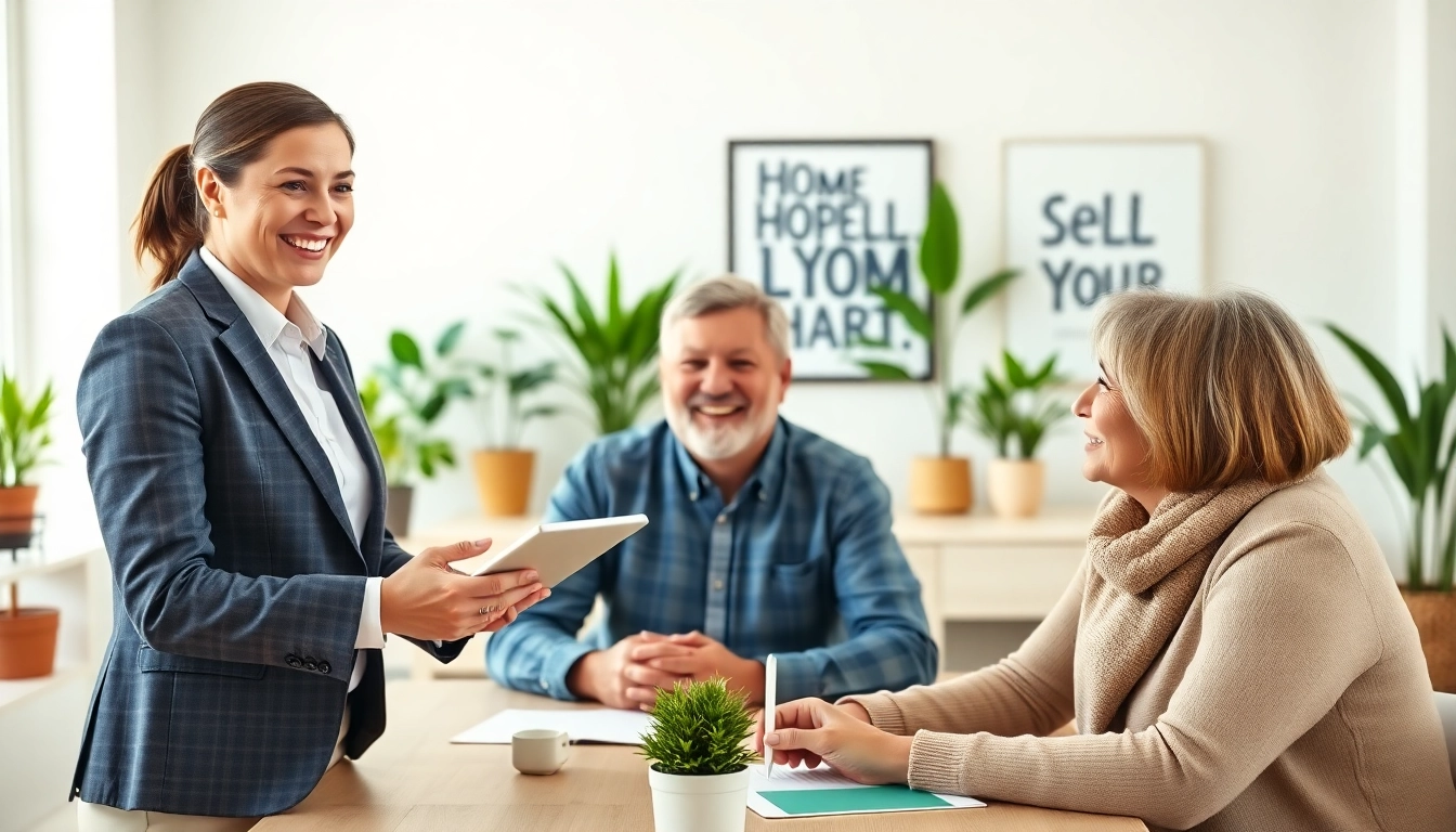 Engaging scene illustrating direct home buyers helping homeowners with cash offers.