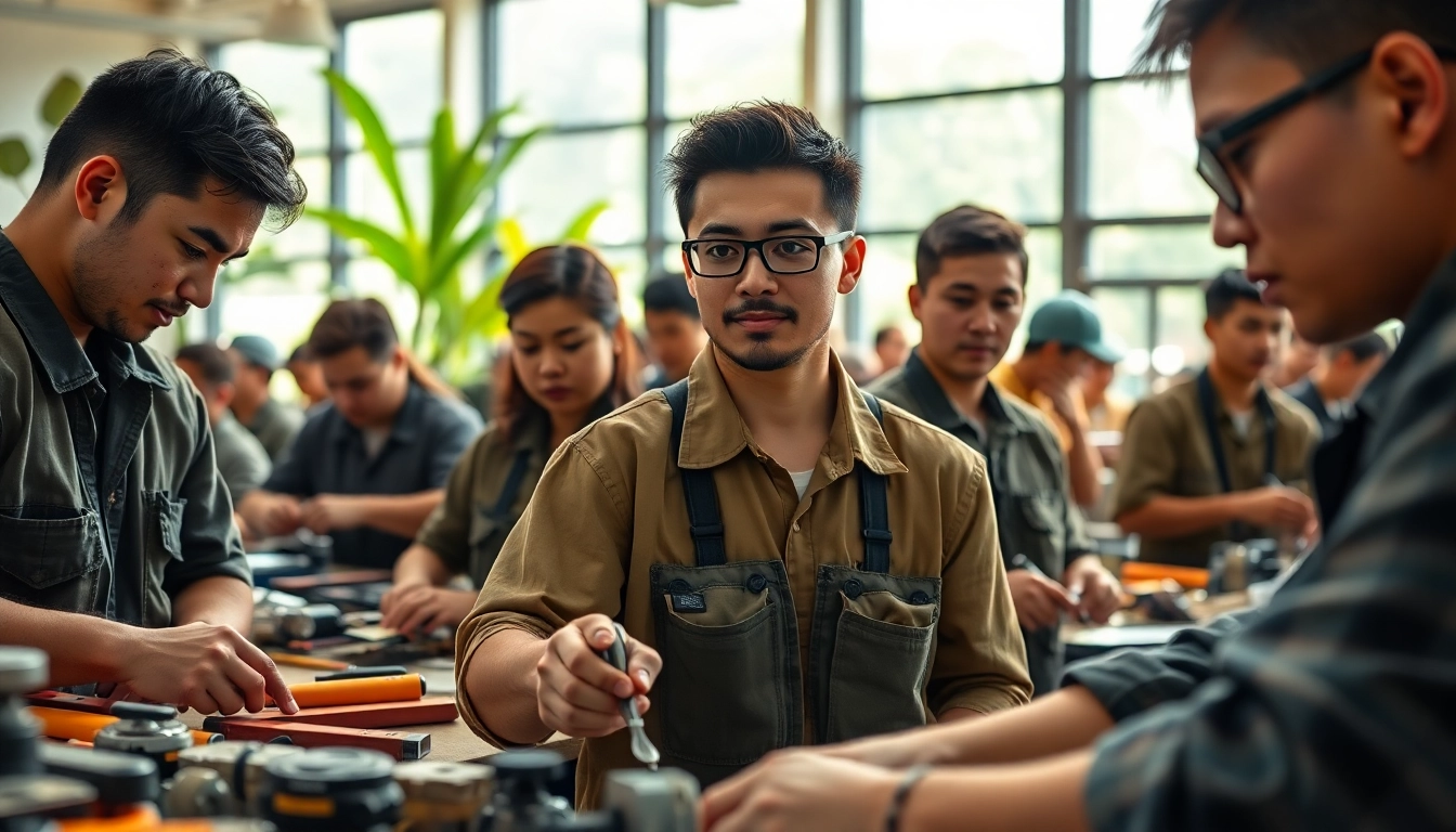 Students engaging in hands-on training at hawaii trade schools, showcasing practical skills development.