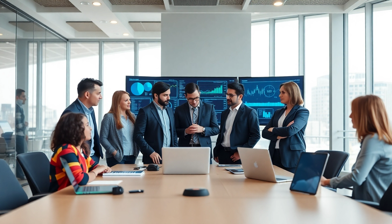 Implementing managed IT support services with a professional team in a modern office setting.