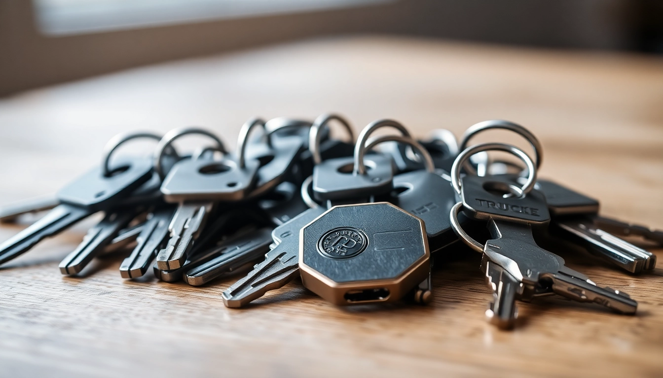 Showcasing various Truck Keys highlighting unique designs and metallic finishes.