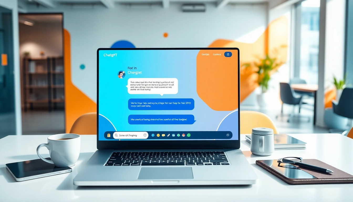 Engaging chatgpt bot for website showcased on a professional homepage with vibrant elements.