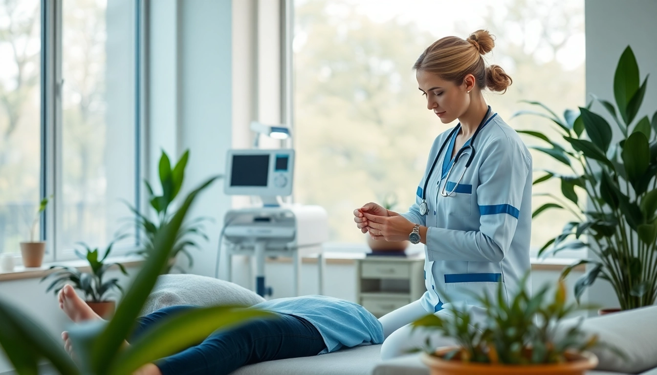 NAD IV therapy near me being administered by a nurse in a tranquil healthcare environment.