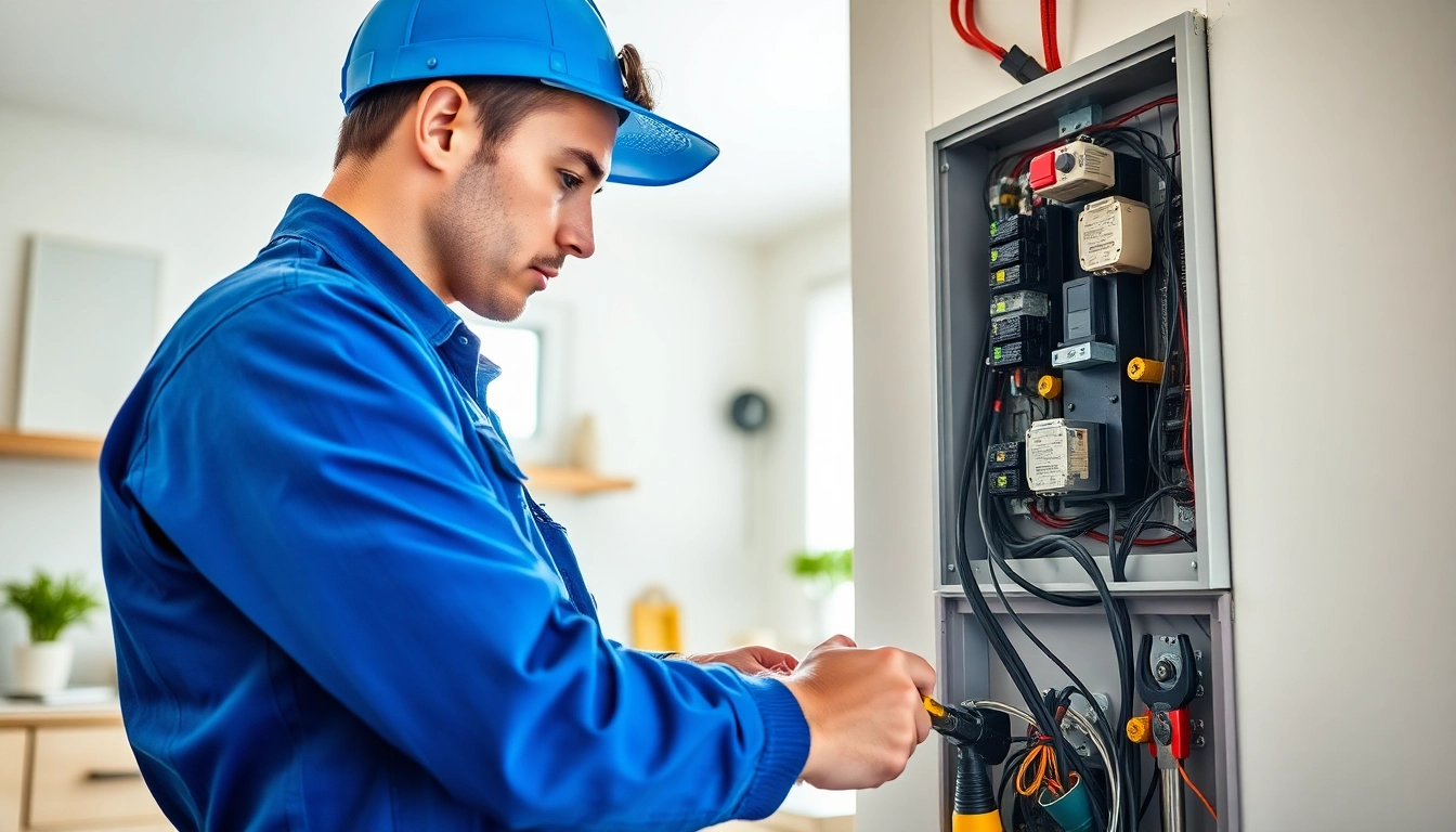 Performing electrical service repair on a panel, showcasing expert craftsmanship and professionalism.