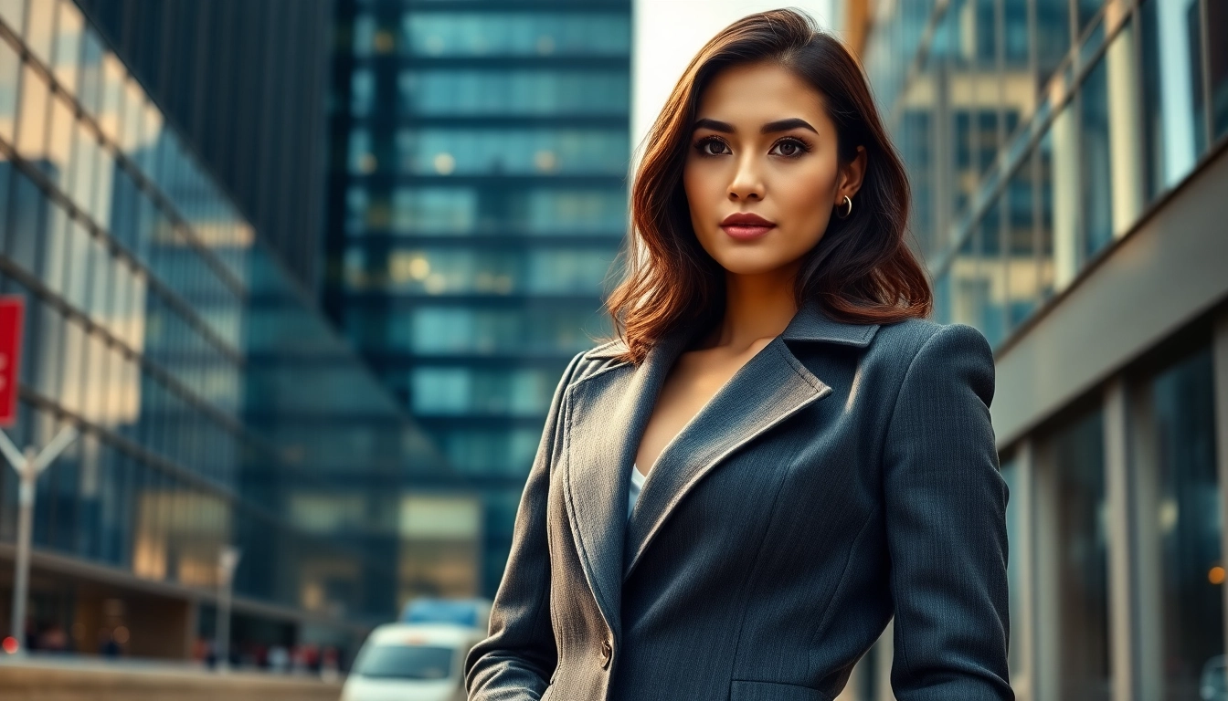 Model showcasing a chic jacket women styled for urban elegance.