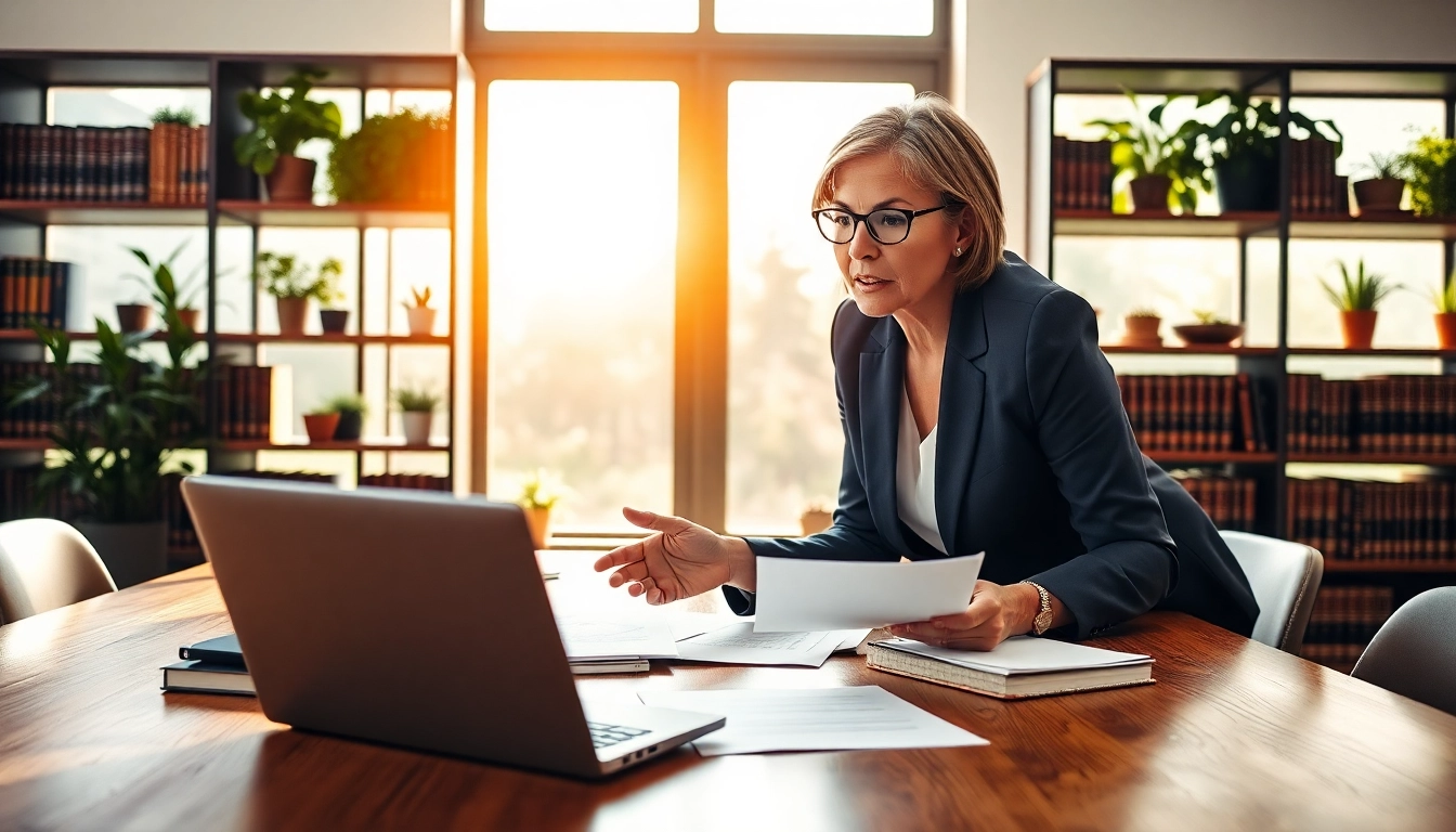 Agricultural law attorney engaging clients in a sunlight-filled office during a consultation.