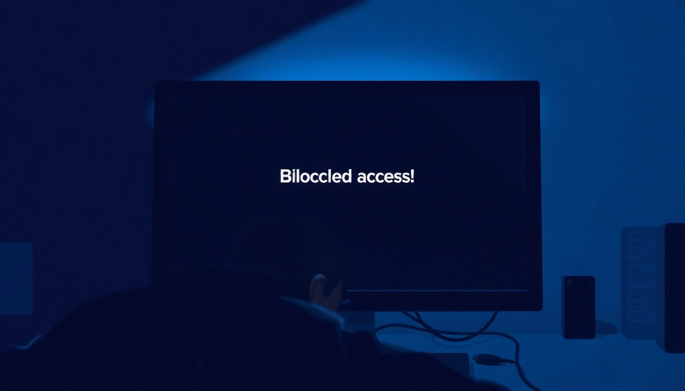 Blocked access message related to Inatogel on a computer screen, showing a user's concerned expression.