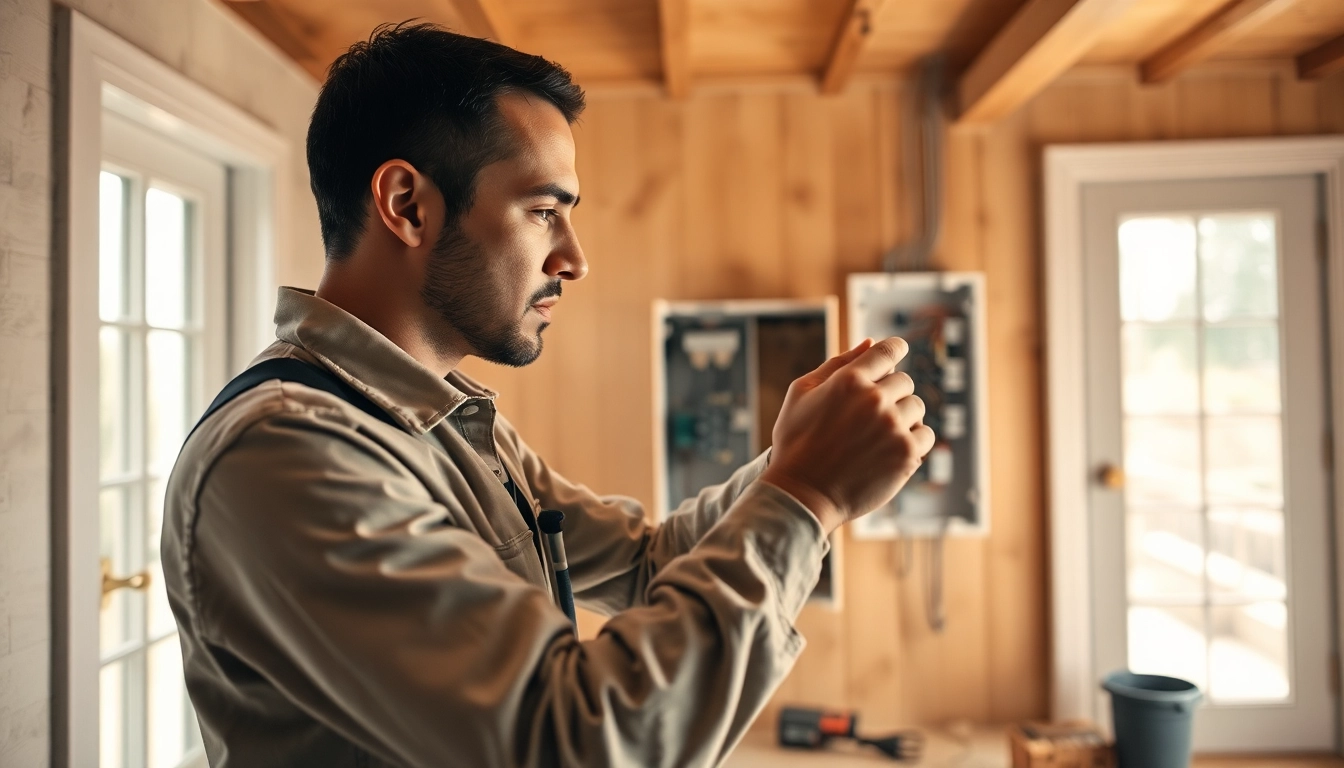 Engaged electrician providing expert Electrical Service during home installation.