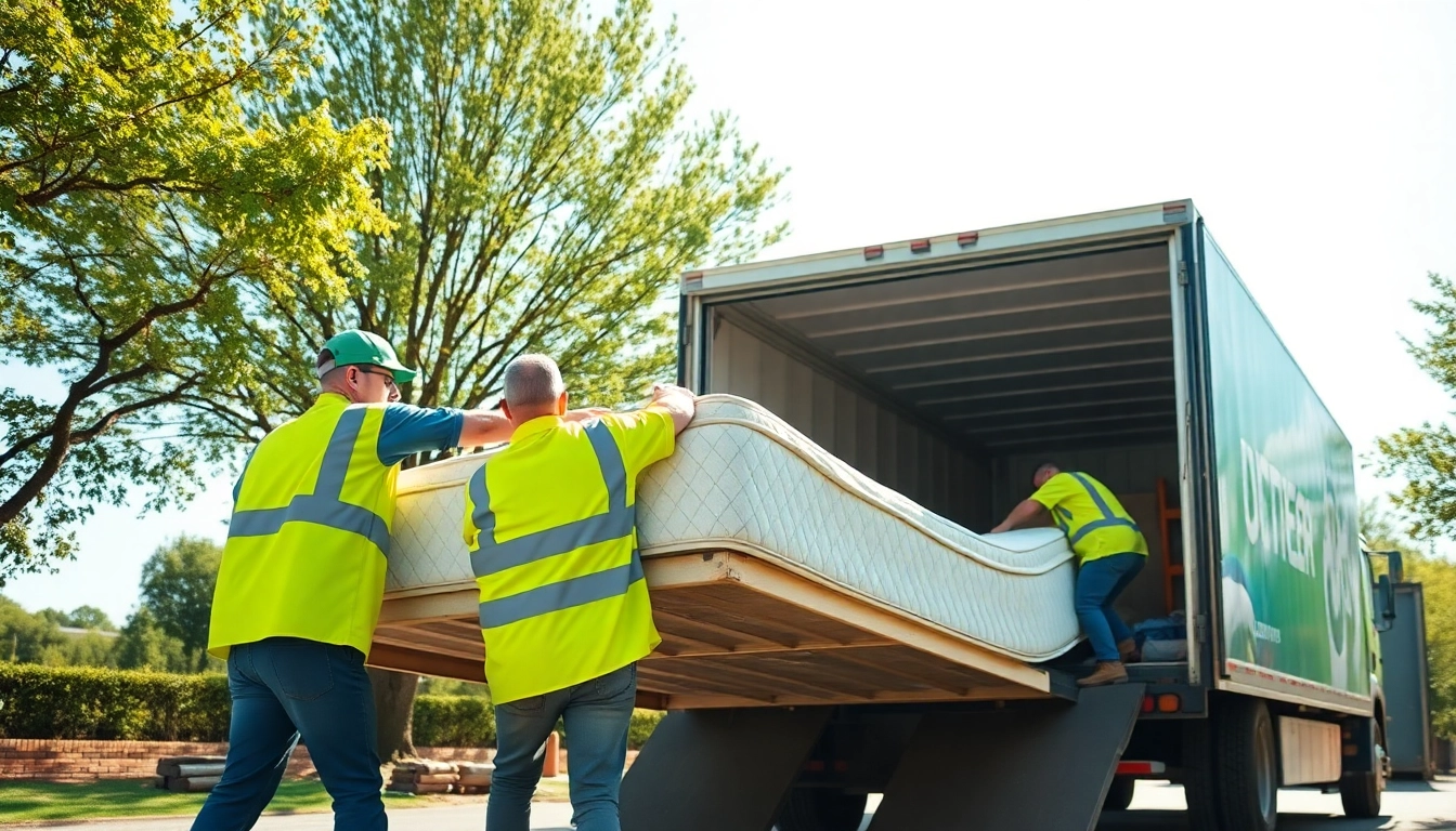 Efficient Mattress Collection and Disposal process with team loading used mattresses into a truck.