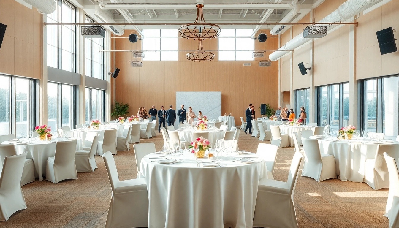 Host a memorable event in a stunning event space with elegant decorations and natural lighting.