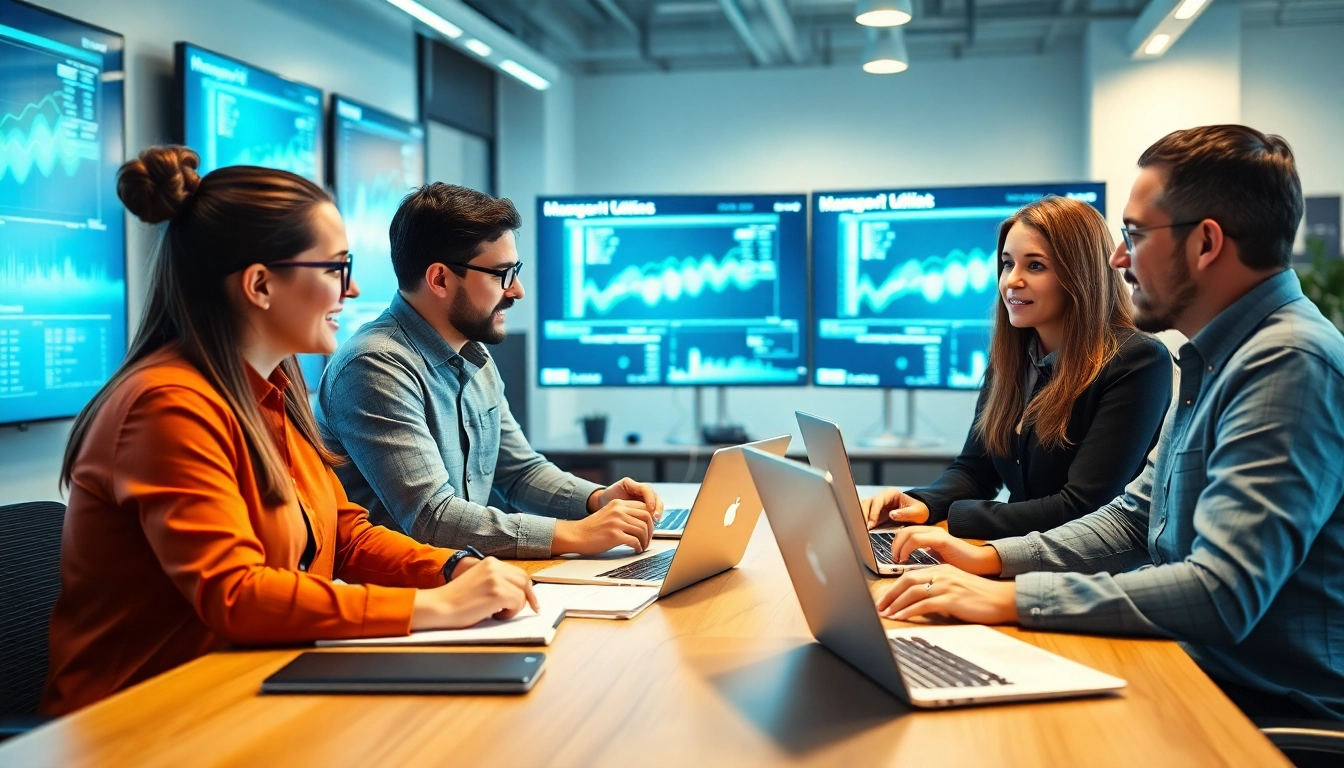 Enhance managed IT support with a professional team collaborating in a modern office.