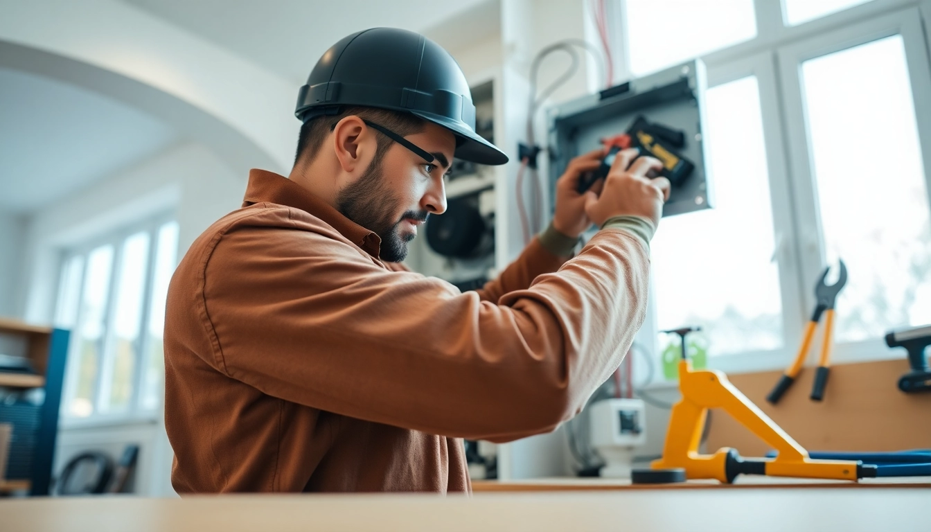 Electrician Clearwater expertly working on electrical panel installations with precision and safety.