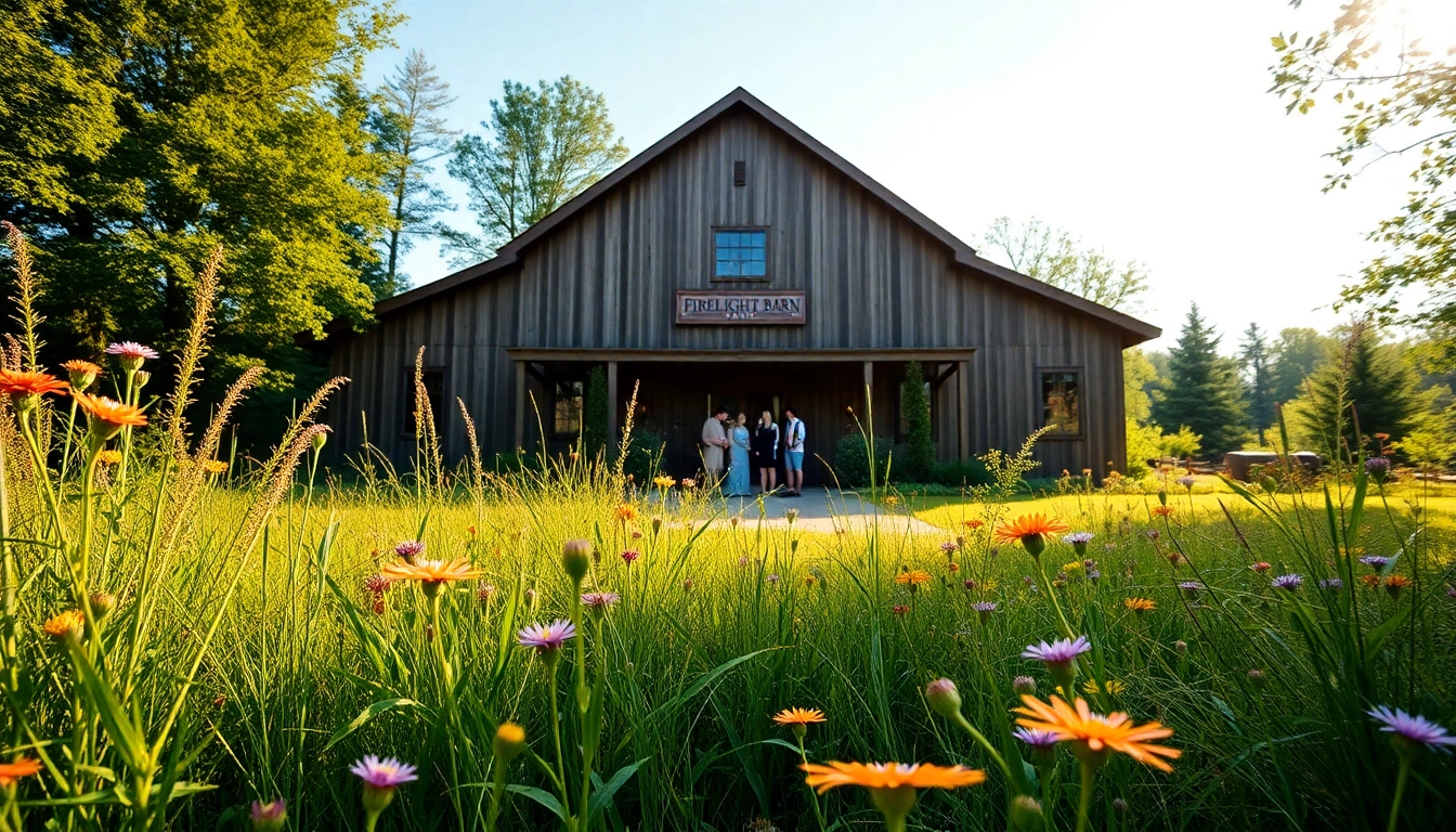 Capture vibrant firelight barn photos showcasing the barn's charm and surrounding nature.