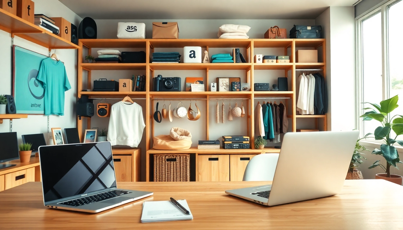 Showcase of wholesale products to sell on amazon in an organized professional workspace.