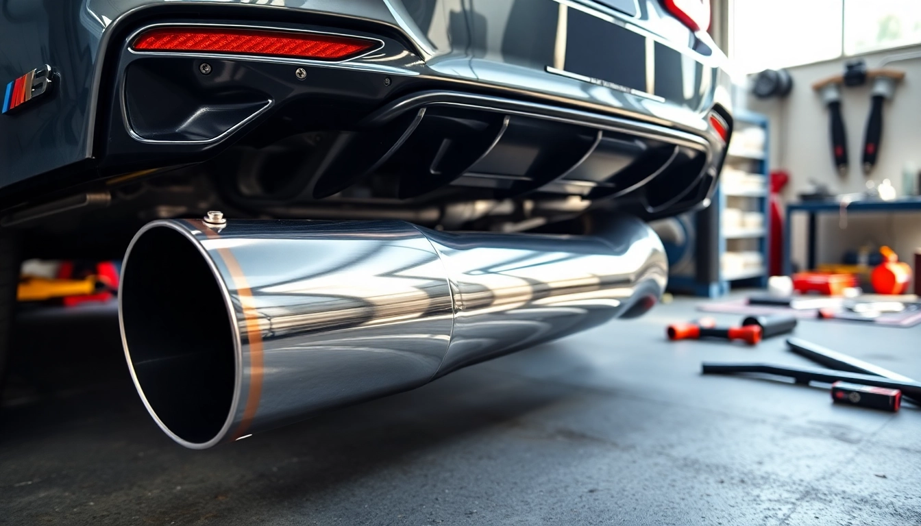 Showcasing a high-performance f80 midpipe in a professional automotive workshop.