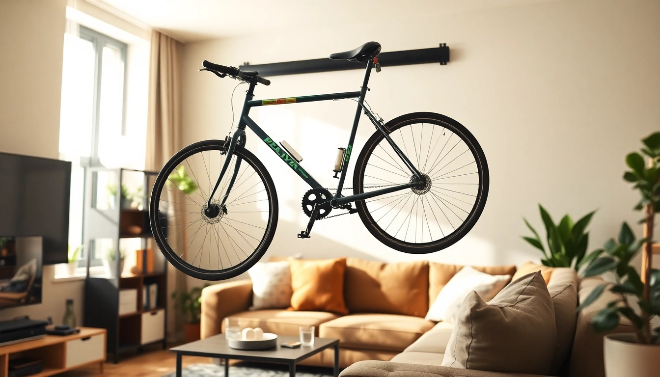 Showcased Apartment bike storage solutions in a well-organized living space.