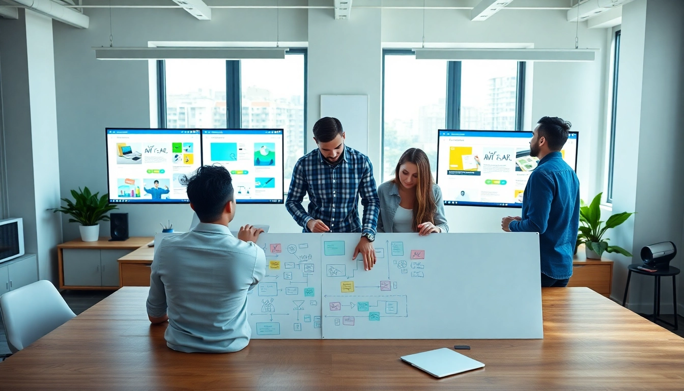 Creating innovative website design in kansas city with a diverse team brainstorming.